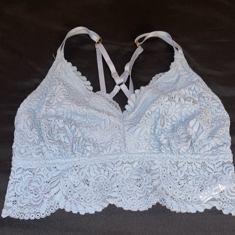 Aerie Light Blue Lace Bralette Size XL